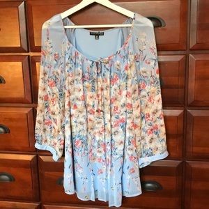 Sara Michelle floral chiffon tunic
